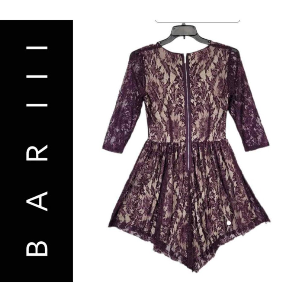 Bar III Woman Maroon Casual Formal Fit & Flare Stretch Long Sleeve Dress Medium - Picture 4 of 11